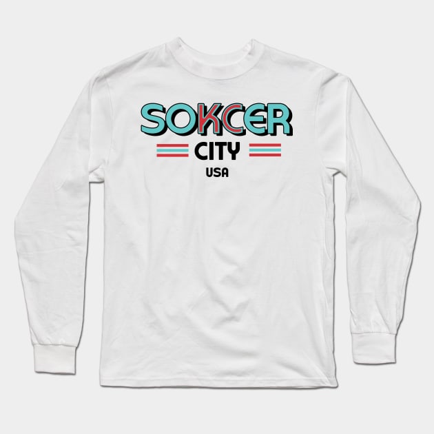 Kansas City Soccer City USA Current White Long Sleeve T-Shirt by Fountain City Designs KC